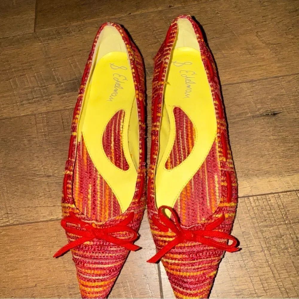 Sam Edelman Red and Yellow Tweed Flats